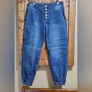 Denim Multipocket Stretch Cargo Joggers Size Large